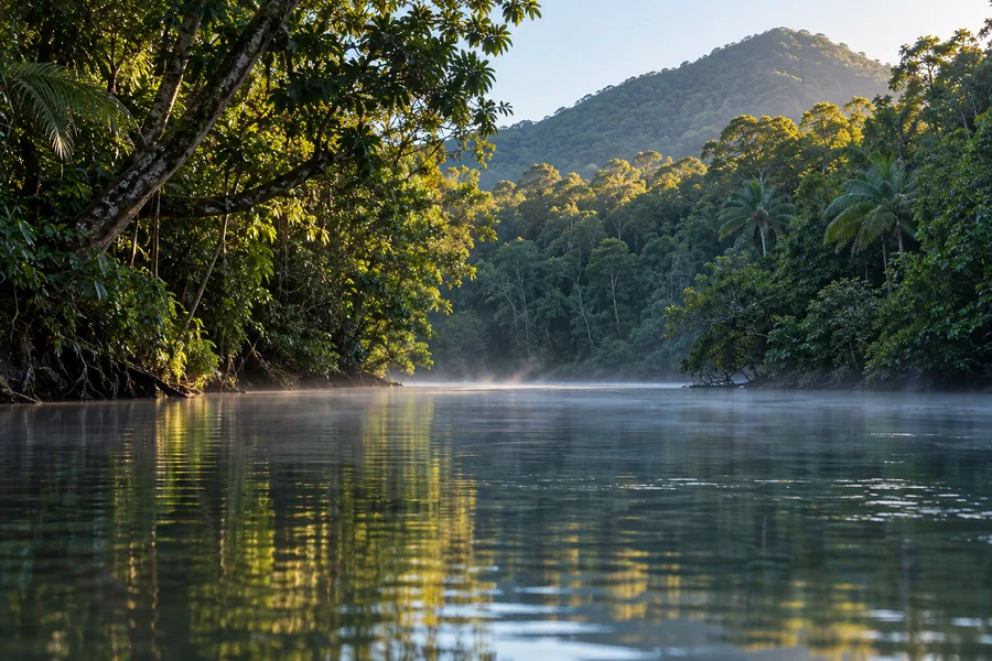 Nebbia del primo mattino sul fiume Daintree
