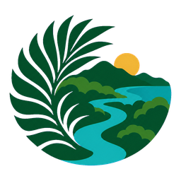 Emblema della foresta pluviale di Daintree con fiume e palma