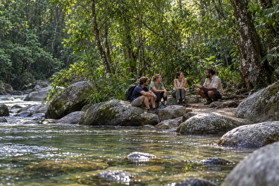 Foresta pluviale e massi di granito a Mossman Gorge